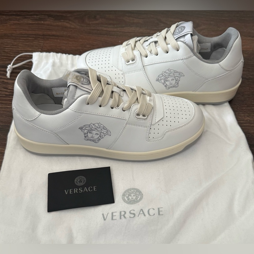 Versace Medusa Head White Leather Sneakers Men’s Size 8 EU41 NWT